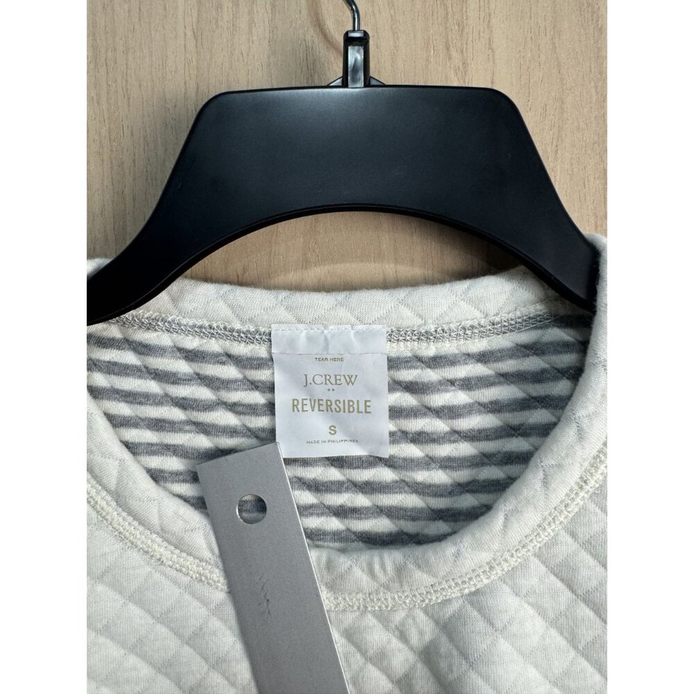 J.Crew Reversible Quilted Striped & Solid Womens Sweatshirt S Cotton/Polyester - Picture 7 of 10